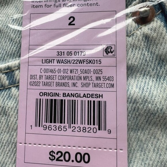 Wild Fable Women's Mini Skirt Low-Rise Denim Light Wash Size 2 - Picture 4 of 4